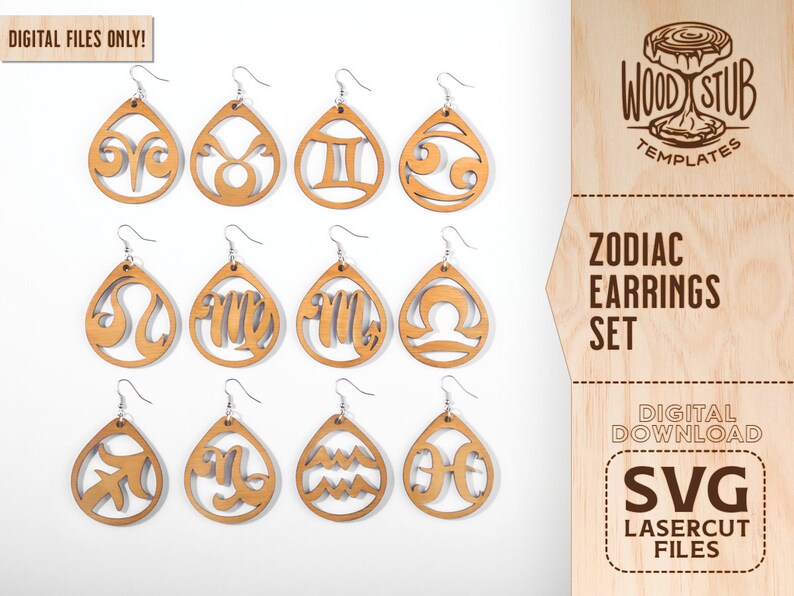 Zodiac Earrings SVG Zodiac Signs SVG Earrings SVG Earrings Etsy