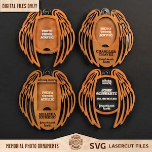 Memorial SVG, Adorno conmemorativo, Regalo conmemorativo, Archivo láser conmemorativo, Glowforge svg, Archivo cortado con láser, Alas de ángel