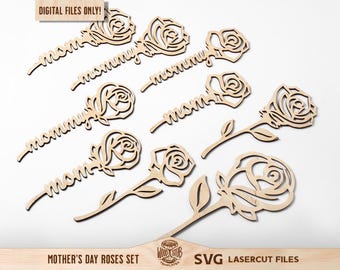 Mother's Day Rose SVG, Mom Sign, Laser Cut File (Digital Download)