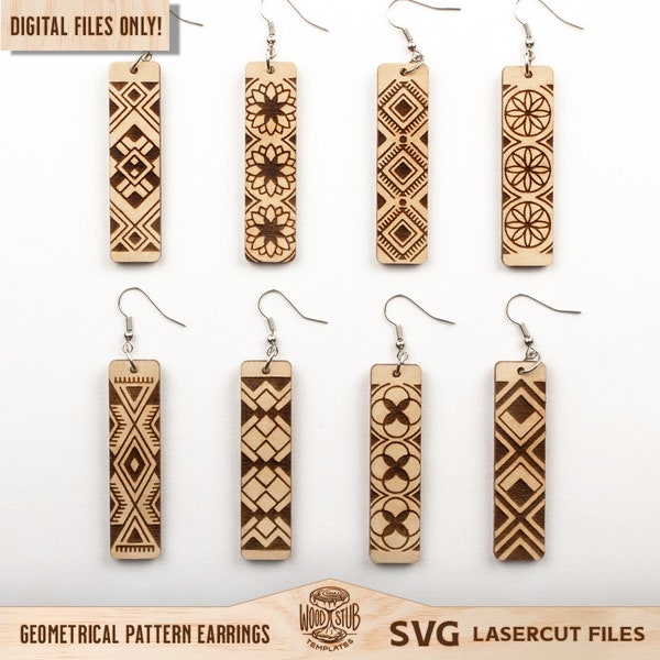 Pendientes abstractos SVG, Pendientes geométricos SVG, Pendientes archivo láser, Pendientes Glowforge svg, Glowforge svg, Archivo cortado por láser