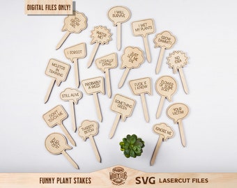 Funny Plant Marker, Funny Plant Stakes, Plant Stakes SVG, Garden Stakes Bundle, Garden Markers SVG, Glowforge svg, Laser cut file