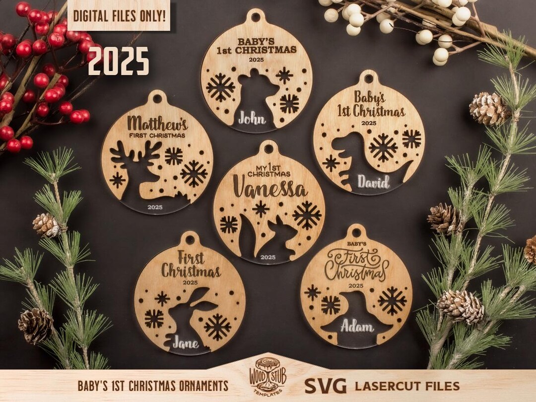 Baby First Christmas SVG, First Christmas Ornament SVG, Christmas Laser ...