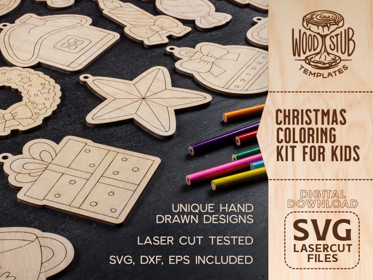 Christmas Coloring Kit for Kids Christmas Ornaments SVG | Etsy