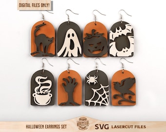 Halloween Earrings SVG, Earrings SVG, Halloween SVG, Pendant Earrings svg, Earrings Glowforge, Glowforge svg, Laser cut file