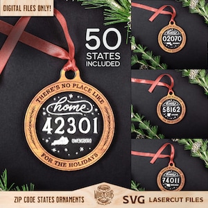Aangepaste postcode SVG, postcode ornament, familie ornament SVG, kerst ornamenten SVG, kerst laserbestand, Glowforge SVG