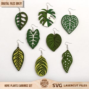 Orecchini foglie tropicali SVG, orecchini SVG, orecchini tropicali in formato SVG, floreale in formato SVG, orecchini Monstera in formato SVG, Glowforge in formato SVG, file di taglio laser