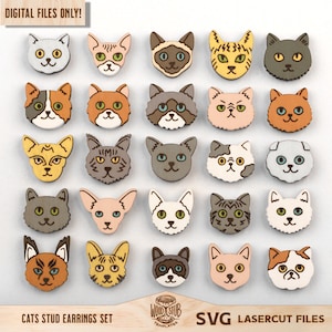 Katze Ohrringe svg, Katze svg, Katze Laser-Datei, Katze Ohrstecker, Ohrstecker svg, Schmuck Vorlage, Laser cut Datei