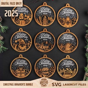 Weihnachtsschmuck SVG, Familien Ornament SVG, Weihnachts-Svg-Bundle, Weihnachten Glowforge, Ornamente SVG, Glowforge SVG