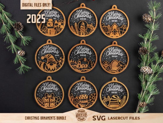 Christmas Ornaments SVG, Family Ornament SVG, Christmas svg bundle, Christmas Glowforge, Ornaments svg, Glowforge svg