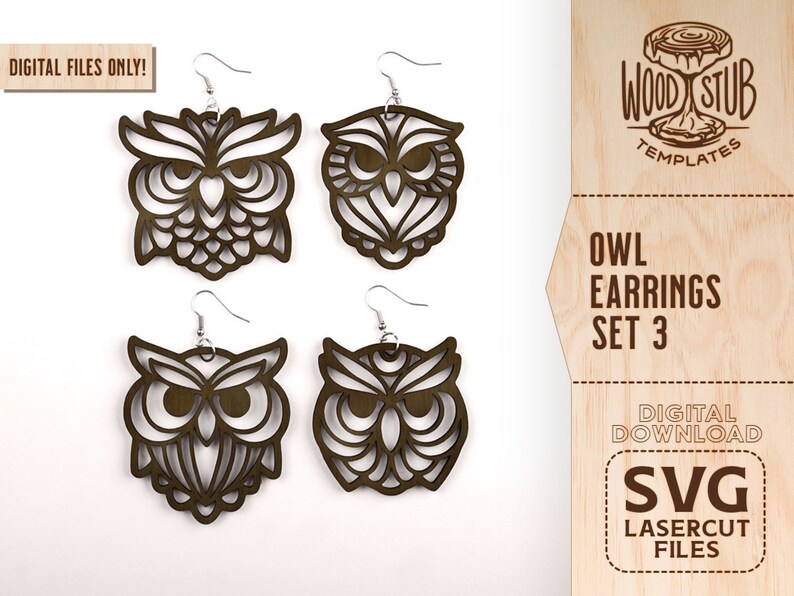Owl Earrings SVG Earrings SVG Animal Earrings SVG Owl Svg - Etsy
