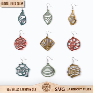 Brincos Sea Shell SVG, Brincos SVG, Brincos arquivo laser, Brincos Glowforge svg, Glowforge svg, Arquivo cortado a laser