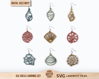 Sea Shell Earrings SVG, Earrings SVG, Earrings laser file, Earrings Glowforge svg, Glowforge svg, Laser cut file