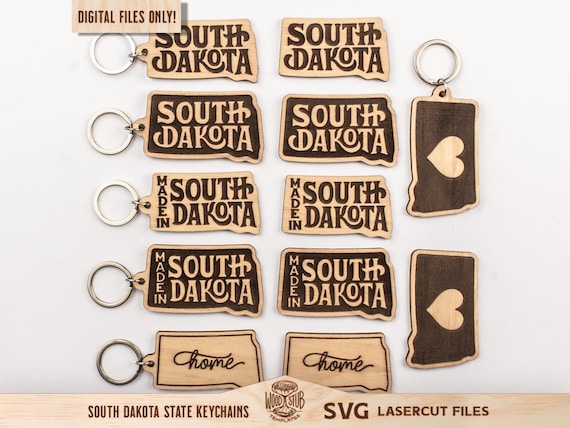 South Dakota SVG Laser Cut File: Keychain, Sign (Digital Download)