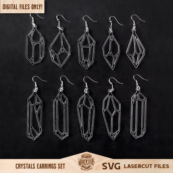 Crystal Earrings SVG, Earrings SVG, Earrings Bundle SVG, Crystals Earrings svg, Pendant Earrings, Glowforge svg, Laser cut file