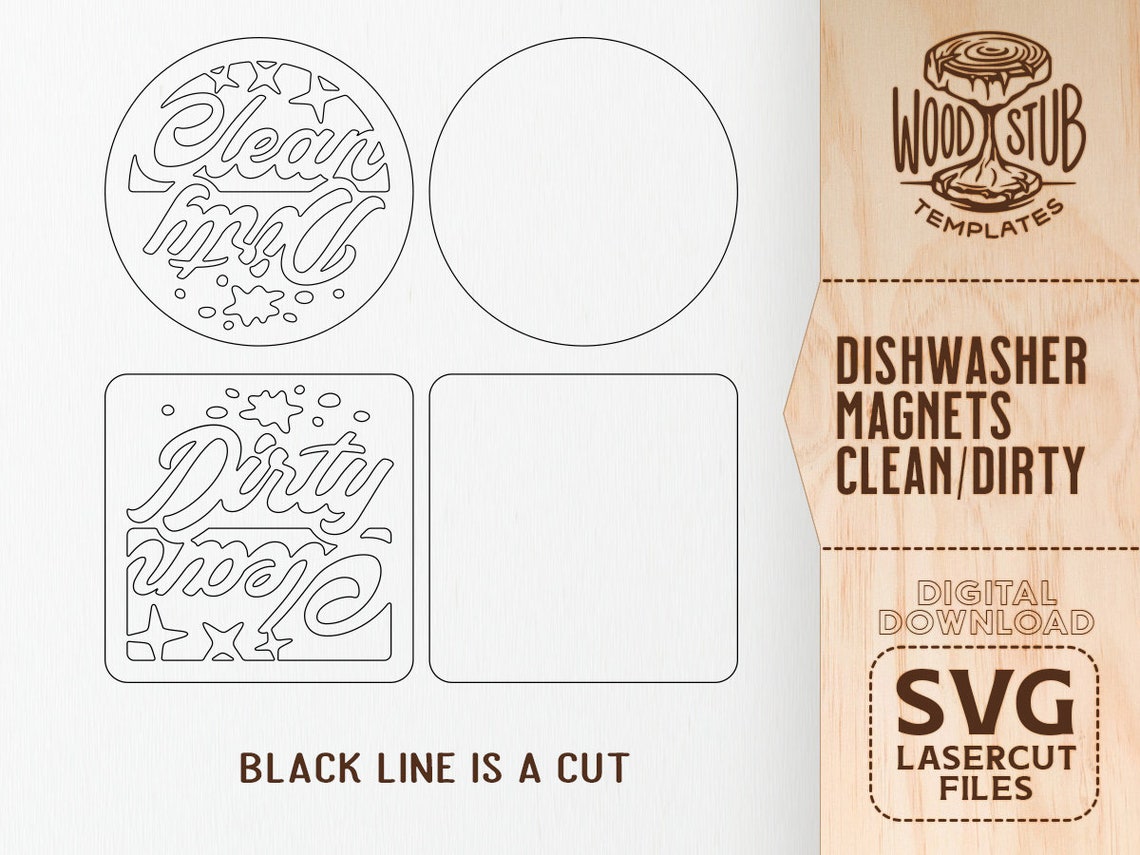 Clean Dirty SVG, Dishwasher Magnet, Dishwasher SVG, Clean Dirty Status ...