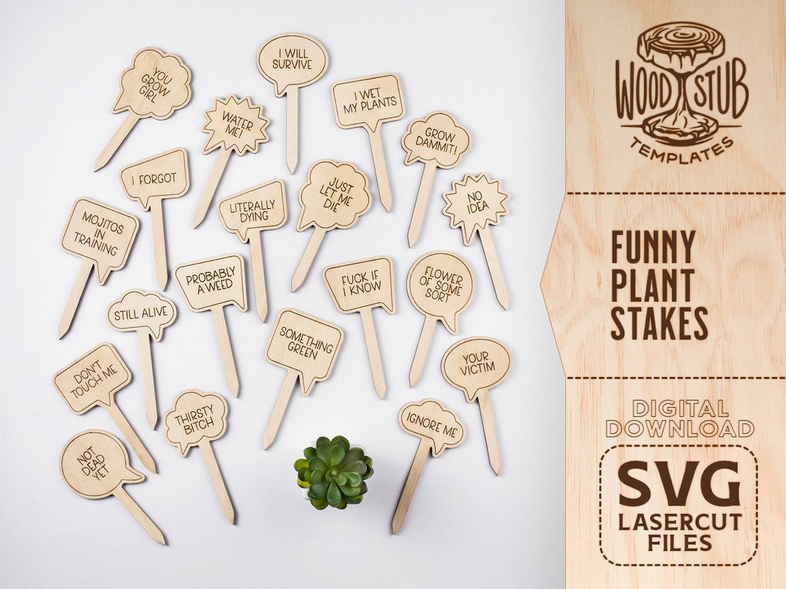 15 Pcs Garden Plant Markers, Plant Labels Funny Plant Stakes, Wooden