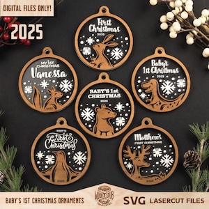 Baby First Christmas SVG, First Christmas Ornament SVG, Christmas laser file, Christmas Glowforge, Ornaments svg, Baby’s First svg