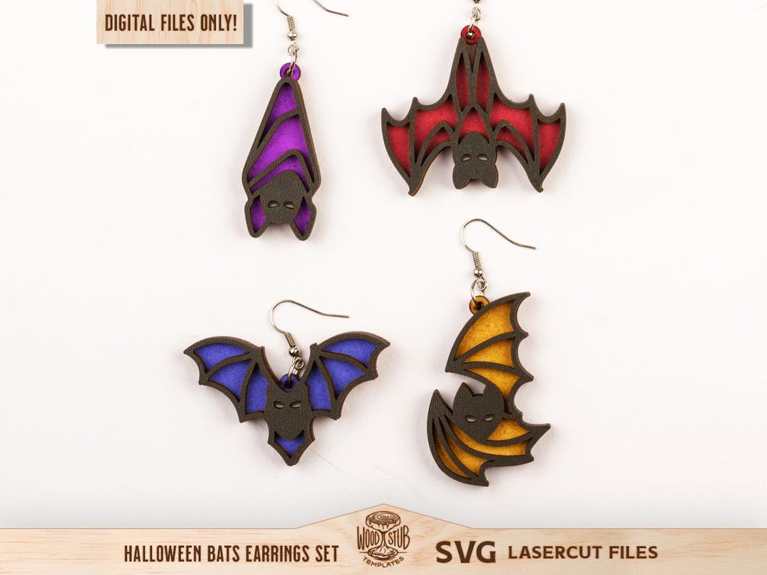 Halloween Bat Earrings SVG: Laser Cut File (digital Download) - Etsy
