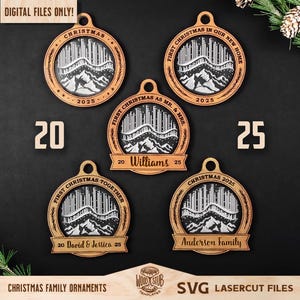 Family Ornament SVG, Christmas Ornaments SVG, Christmas laser file, Christmas Glowforge, Ornaments svg, Glowforge svg, Laser cut file