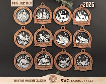 Christmas ornaments, Christmas SVG, Christmas svg bundle, Christmas laser file, Christmas svg files, Glowforge svg files