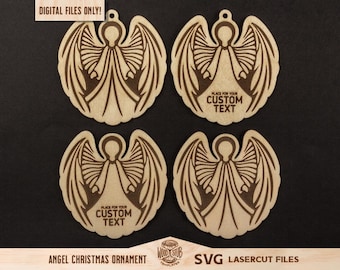 Adorno de ángel SVG (archivo láser): Regalo conmemorativo de Navidad (descarga digital)