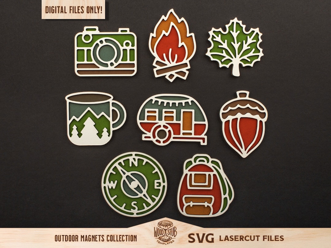 Outdoor Magnets SVG, Outdoor SVG, Camping Laser File, Outdoor Laser ...