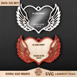SVG conmemorativo, Adorno conmemorativo, Regalo conmemorativo, Archivo láser conmemorativo, SVG Glowforge, Archivo cortado con láser, Alas de ángel