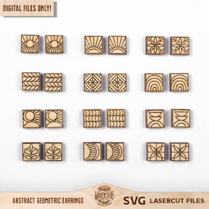 Abstrakcyjne kolczyki SVG, geometryczne kolczyki SVG, plik laserowy kolczyków, kolczyki z ćwiekami svg, kolczyki Glowforge svg, Glowforge svg, plik wycinany laserowo