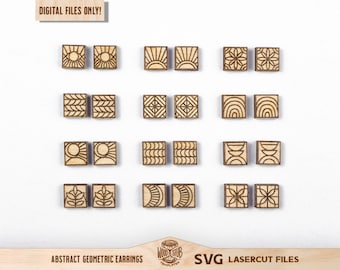 Abstract Earrings SVG, Geometric Earrings SVG, Earrings laser file, Stud Earrings svg, Earrings Glowforge svg, Glowforge svg, Laser cut file