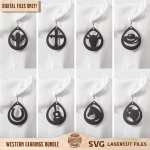 8 Western Ohrringe SVG, Ohrringe SVG, Teardrop Ohrring, Leder Ohrringe svg, Glowforge svg, Laser geschnitten Datei, kommerzielle Nutzung