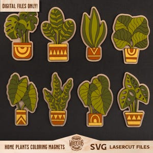 Ímãs de plantas para casa svg, Pacote de flores svg, Kit para colorir svg, Dia das Mães svg, Presente para o Dia das Mães, Decoração para casa svg, Glowforge svg