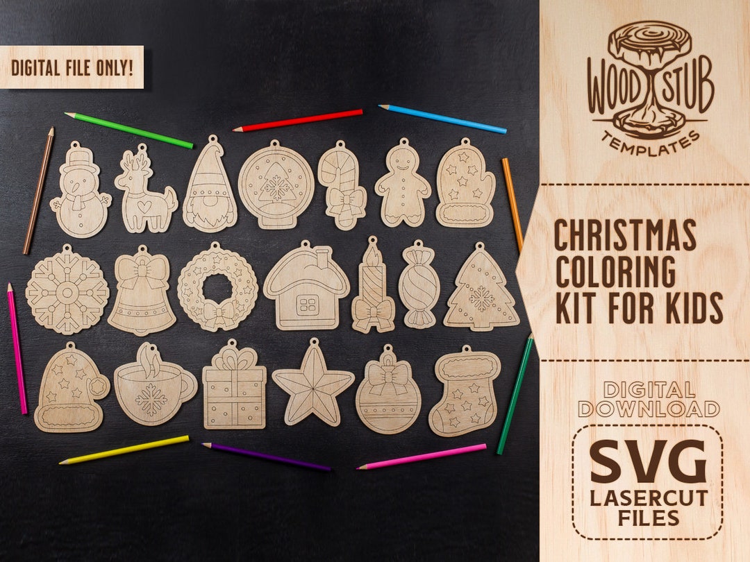 Christmas Coloring Kit for Kids Christmas Ornaments SVG - Etsy