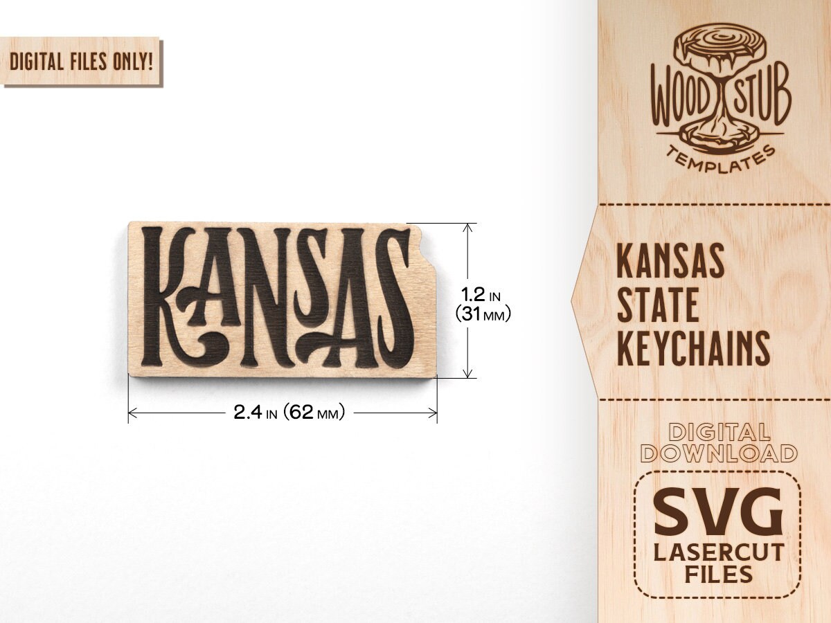 Kansas SVG, Kansas Keychain SVG, Kansas Glowforge SVG, Kansas Home Sign ...