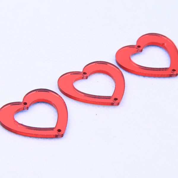 Acrylic mirror earrings-acetate earring charms-Heart shape earring connector-earring pendant-earring findings-Earring parts jewelry BR0712