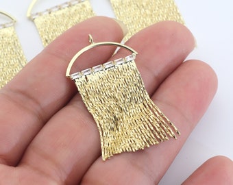 14K gold-plated brass tassel earrings connector-Earrings charms-Special shape earrings-earring pendant-earring findings-Earring parts BR1360