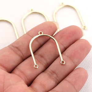 Gold plated brass earrings-Earring copper accessories-Earring connector-Brass earring charms-Earring pendant-Arched door shape  BR0864