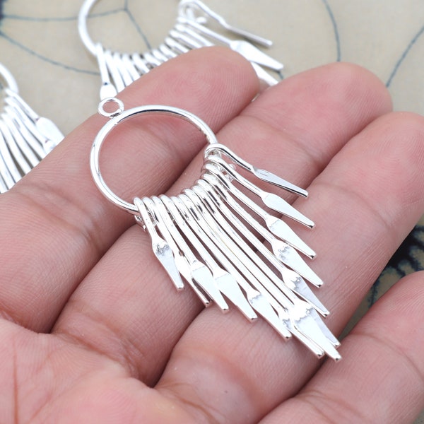 Silver plated alloy earring pendant-Alloy earrings charms-Special shape earrings-Geoometrical shape earring findings-Earring parts BR1147