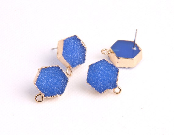 Resin earring post-Earrings charm-resin earrings-earrings accessories-earrings pendant-earrings connector-Hexagonal shape earrings RB0215