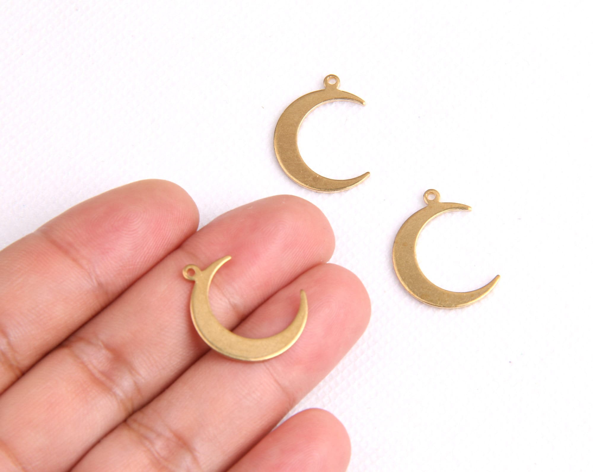 Brass earrings-Earring copper accessories-Earring pendant-Brass earring charms-Earring connector-Brass jewelry-Moon shape earrings BR0035