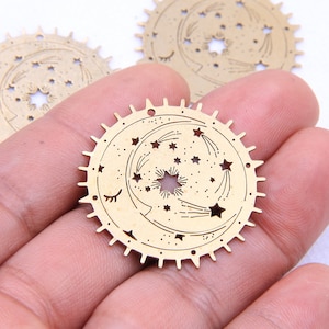 Brass earrings-Earring copper accessories-Earring pendant-Brass earring charms-Earring connector-Brass jewelry-Sun shape earrings BR0766