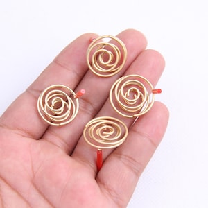 Gold plated brass earring post -Brass earring charms-Coin shape earring connector-earring pendant-earring  findings jewelry supply BR0098