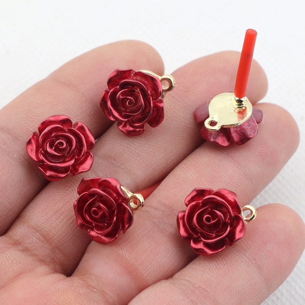 Alloy earring post -Alloy earring charms-Rose shape earring connector-earring pendant-earring  findings jewelry making supply BR1178
