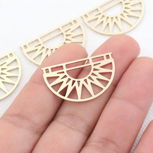 Brass earring-Earring copper accessories-Earring connector-Brass earring charm-Earring pendant-Brass jewelry-Semicircle shape earring BR1186