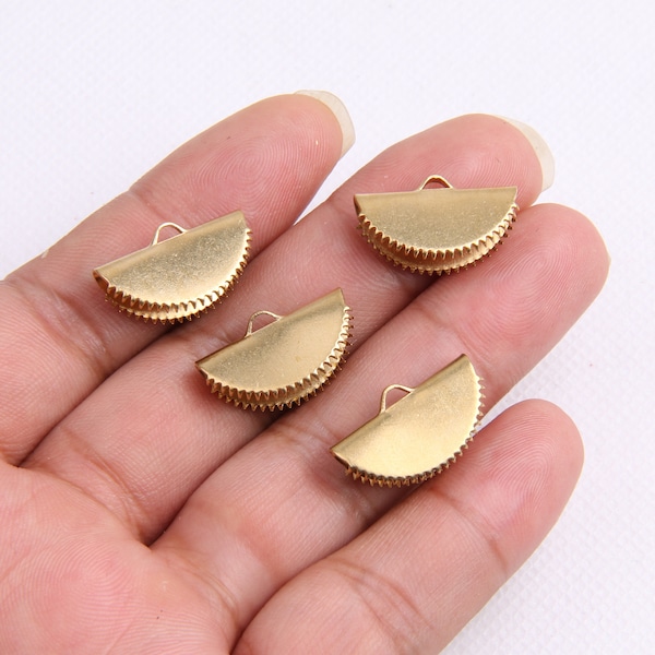 Brass earring clip-Earring copper accessories-Earring connector-Brass earring charms-Earring pendant-Semi-circle shape earrings BR0251