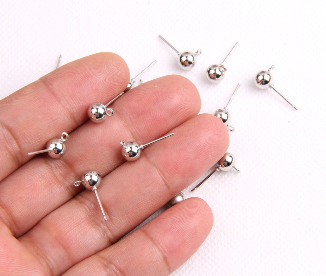 激安/新作 Plated Silver Brass Charms-ball Earring -brass Post Earring アクセサリー
