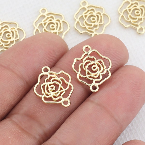 Gold plating alloy earring hoop earrings,Rose shape earrings-Earring connector,Earring making kit,Earring accessories,17*13mm,BR1126