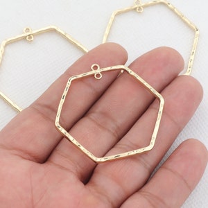 Gold plating alloy earring hoop earrings,Hexagon shape earrings-Earring connector,Earring making kit,Earring accessories,43*47mm,BR1129