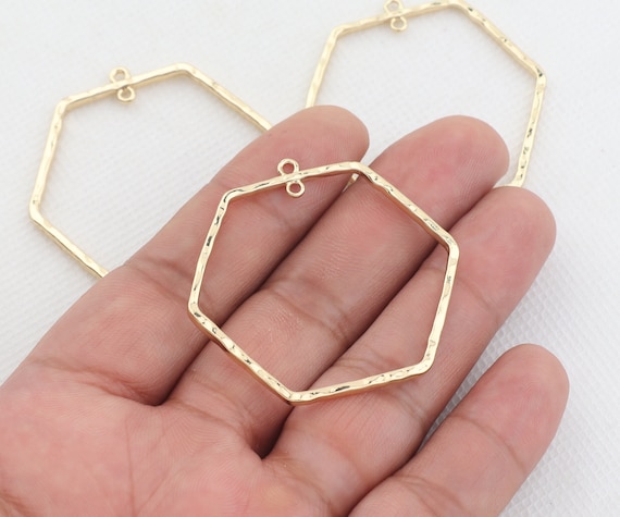 Gold plating alloy earring hoop earrings,Hexagon shape earrings-Earring connector,Earring making kit,Earring accessories,43*47mm,BR1129