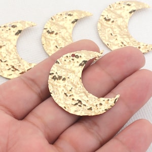 Brass earrings-Earring copper accessories-Earring connector-Brass earring charm-Earring pendant-Brass jewelry-Moon shape earring BR1365