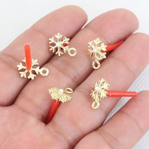 Gold plated alloy earring post-Alloy earring charms-Snowflake shape earring connector-earring pendant-earring findings jewelry supply BR1119